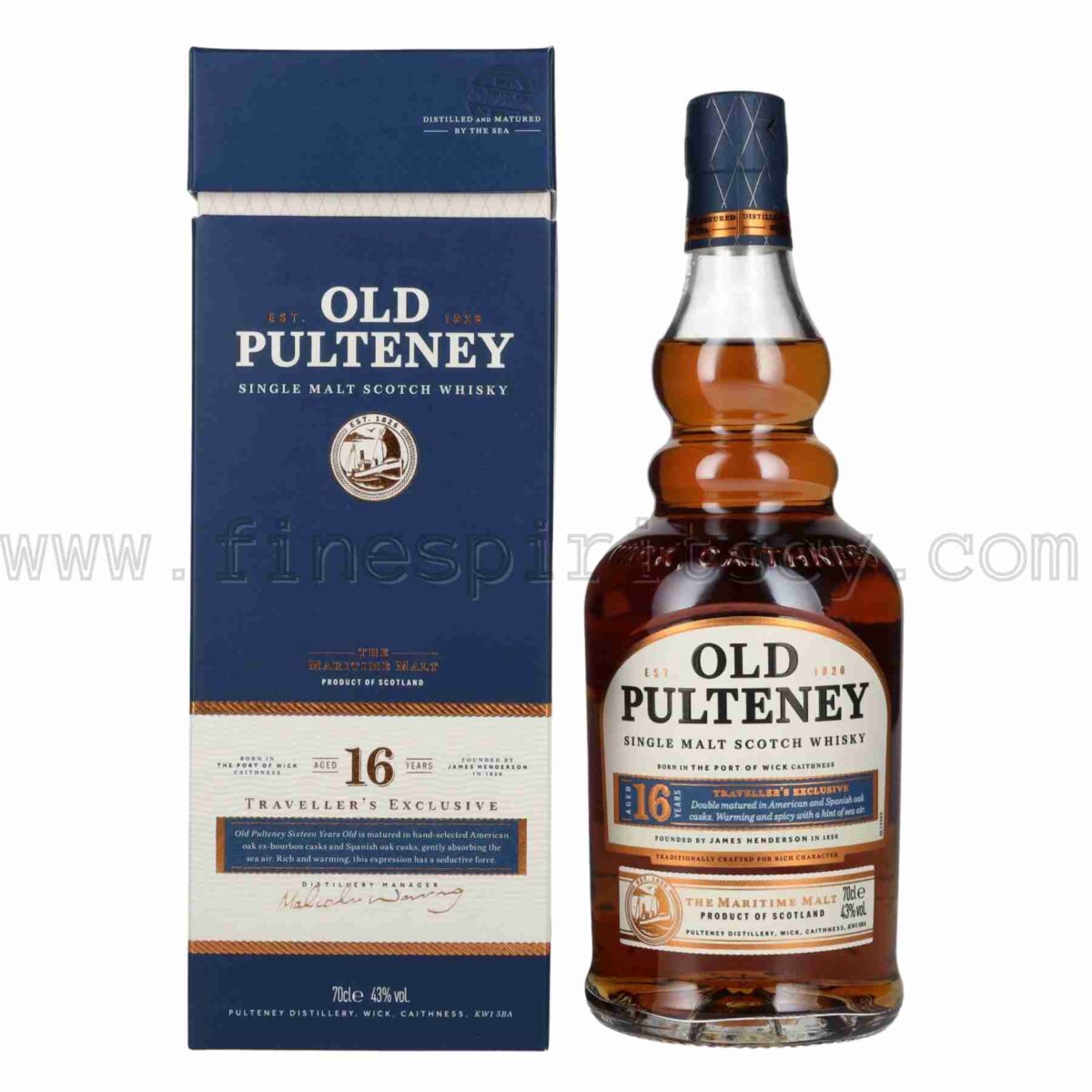 Old Pulteney 43% 86 proof 16 Year Old Traveller's Exclusive 700ml 70cl 0.7L