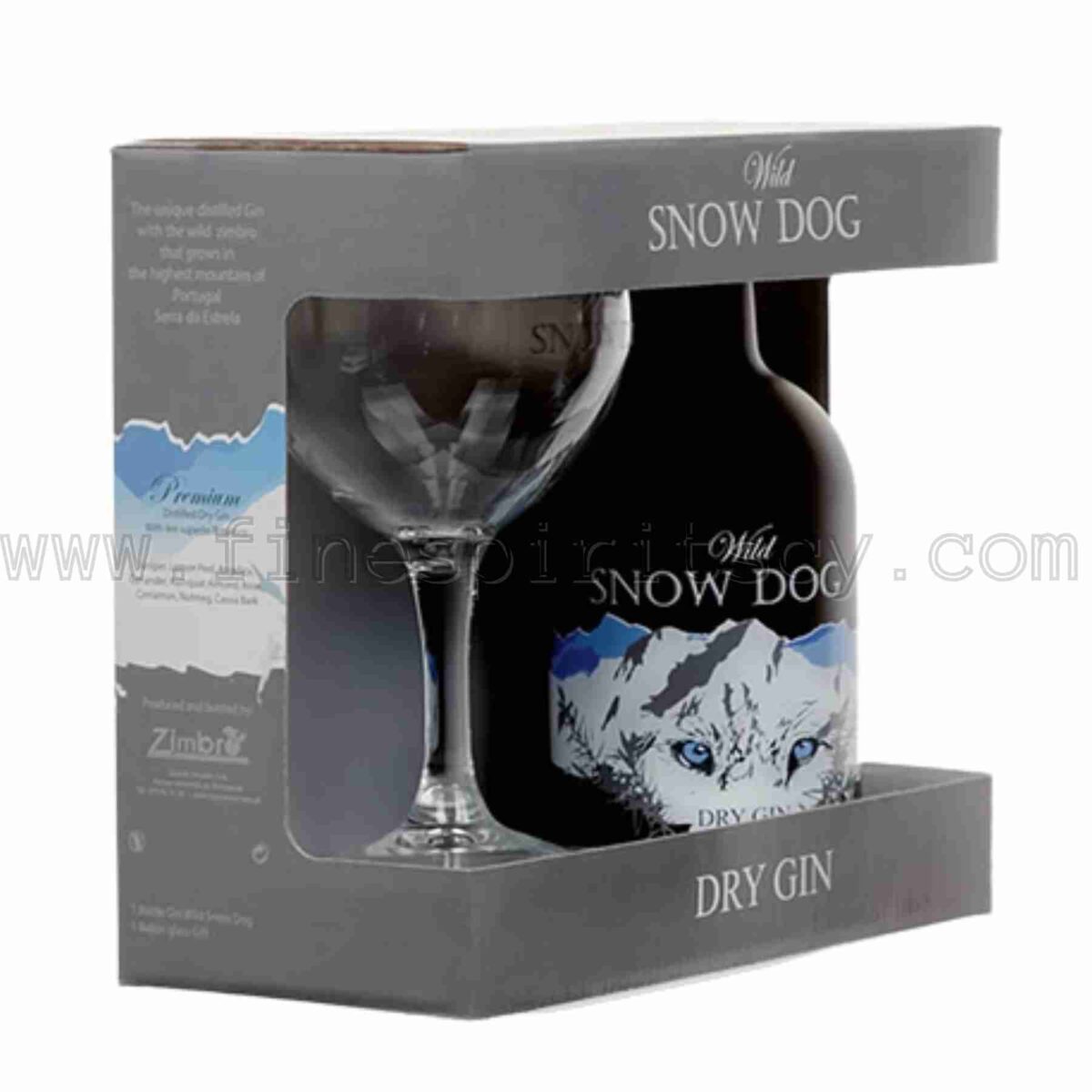 Wild Snow Dog Dry Gin 700ml 70cl 0.7L With Gin Glass Gift Set Pack Box Idea
