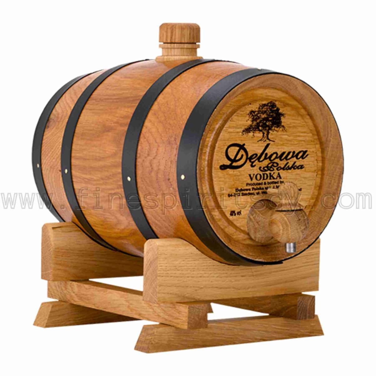 Debowa Wooden Barrel Oak Vodka Black Hoops With Tap 2000ml 200cl 2L two litre liter