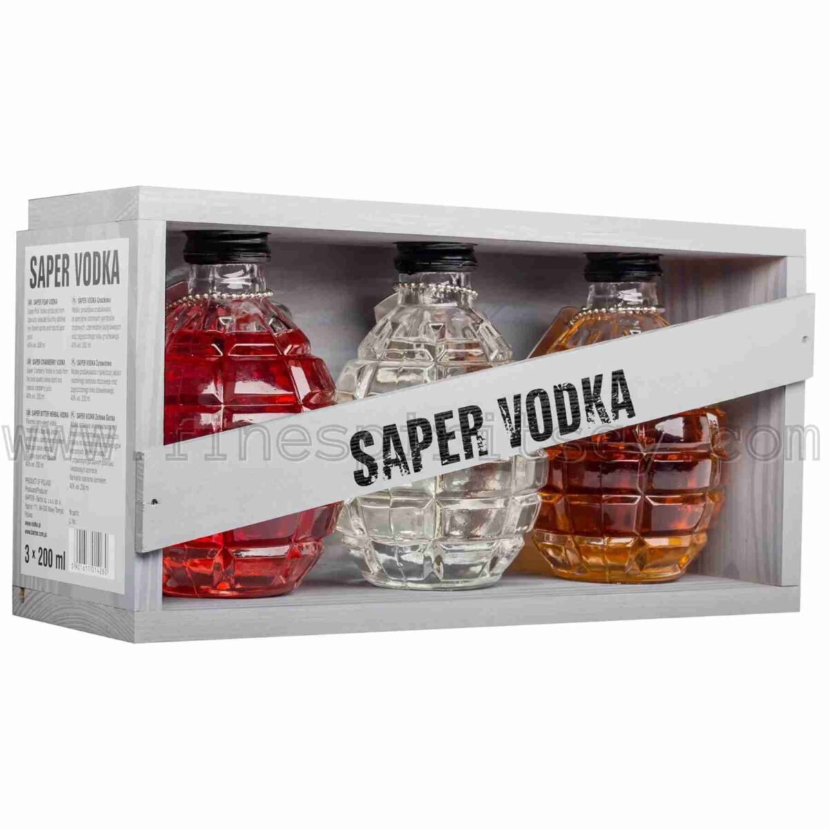 Saper Grenades Cofret Vodka Wooden Set Flavored 3x 200ml 20cl 0.2L