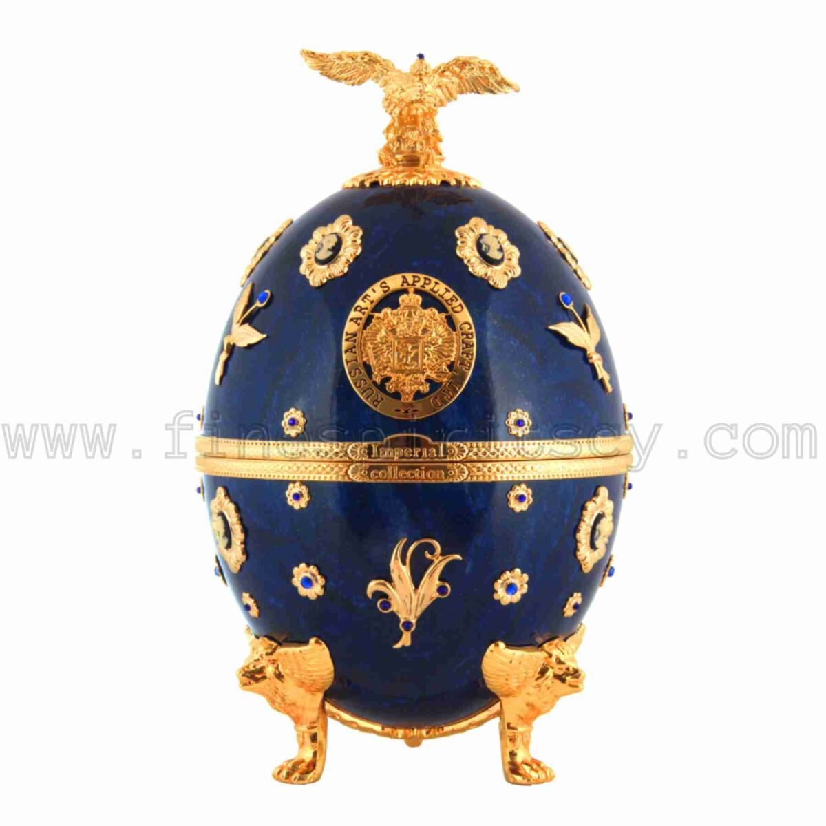 Imperial Collection Faberge Egg Carafe Blue With Cameo