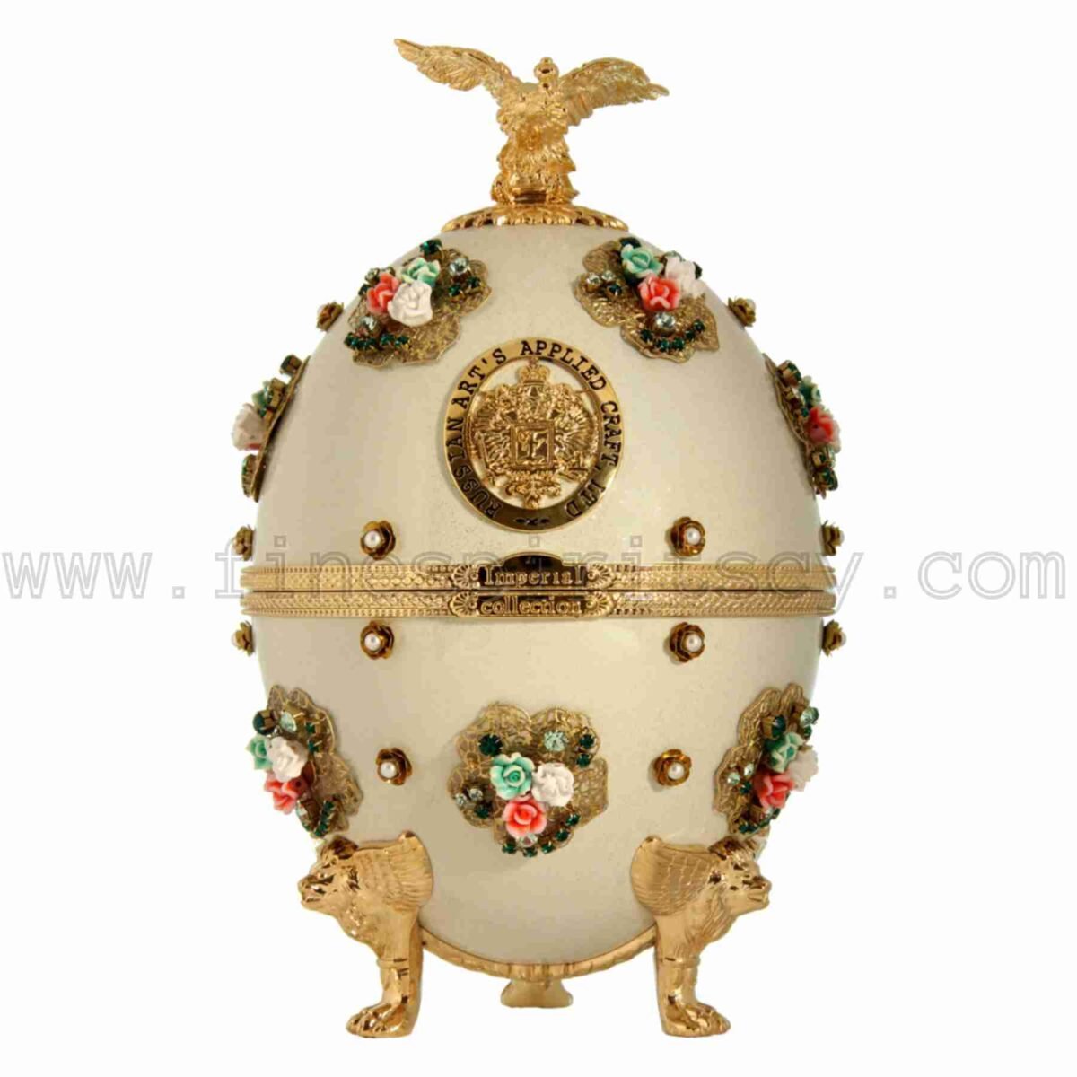 Imperial Collection Faberge Egg Carafe Pearl With Flowers