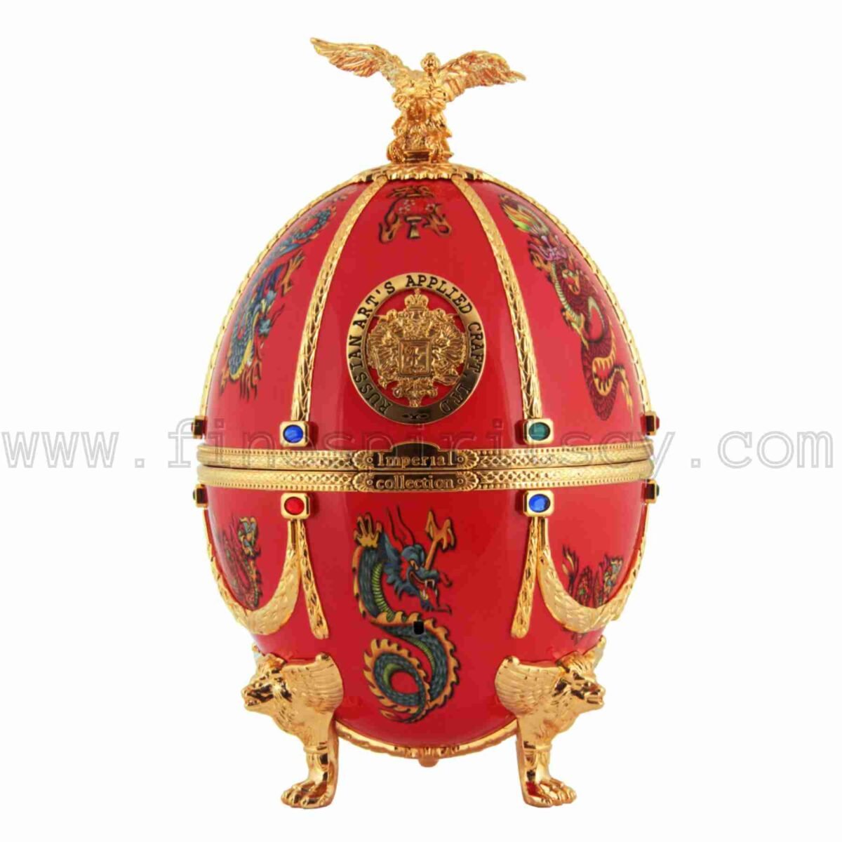 Imperial Collection Faberge Egg Carafe Red With Dragons