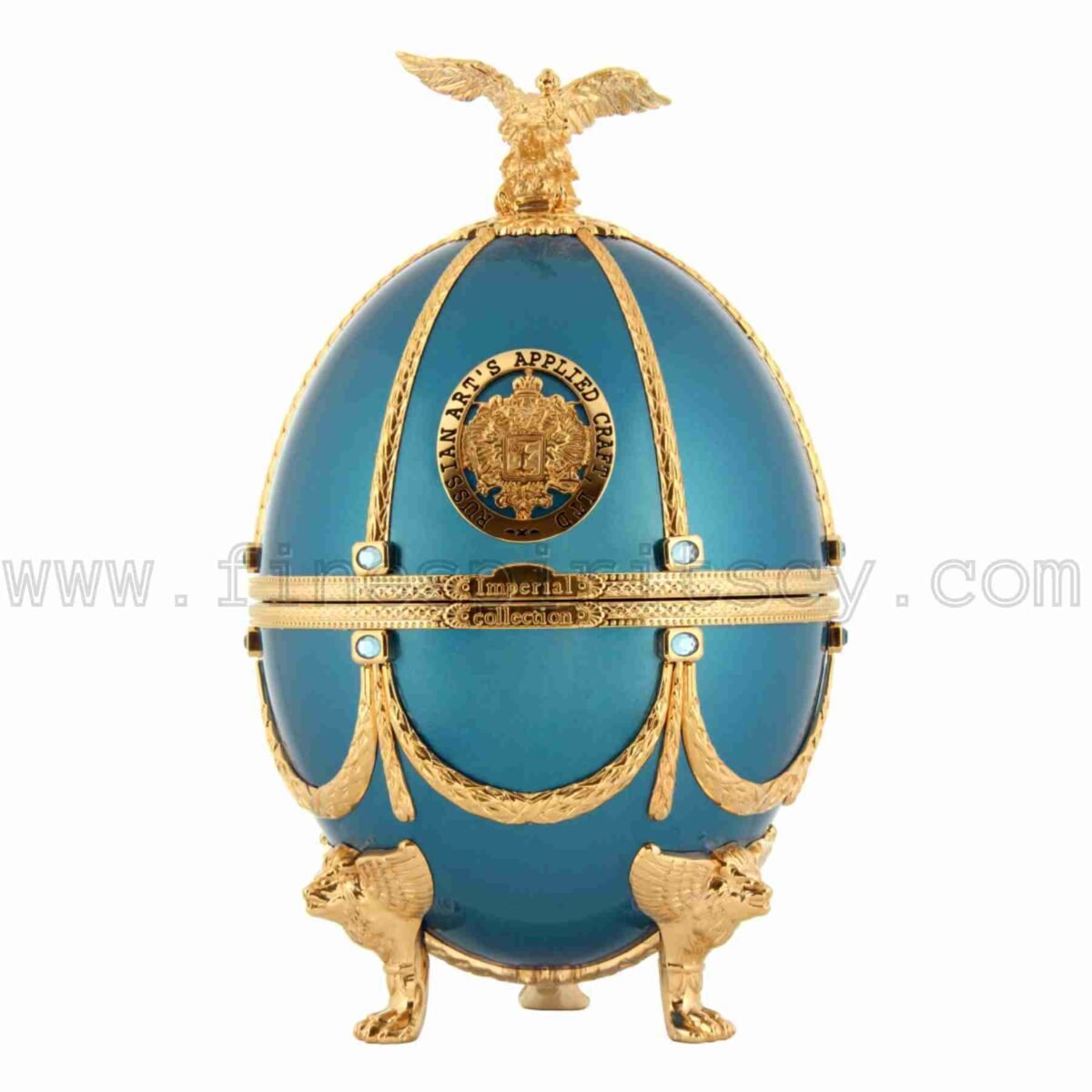 Imperial Collection Faberge Egg Carafe Turquoise Metallized