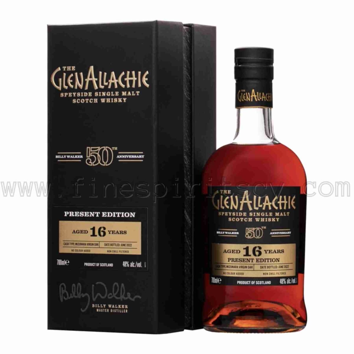 GlenAllachie 16 Year Old Present Edition Billy Walker 50th Anniversary Mizunara Virgin Oak Finish 700ml 0.7L 70cl