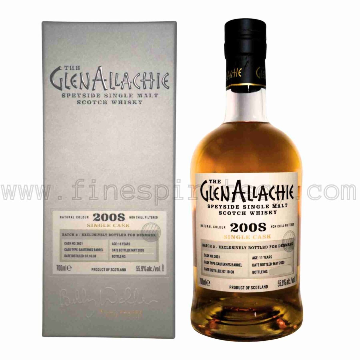 Glenallachie 2008 11 Year Old Cask #3601 Sauternes Barrel One of 304 bottles exclusively for Denmark Batch 2 700ml 70cl 0.7L
