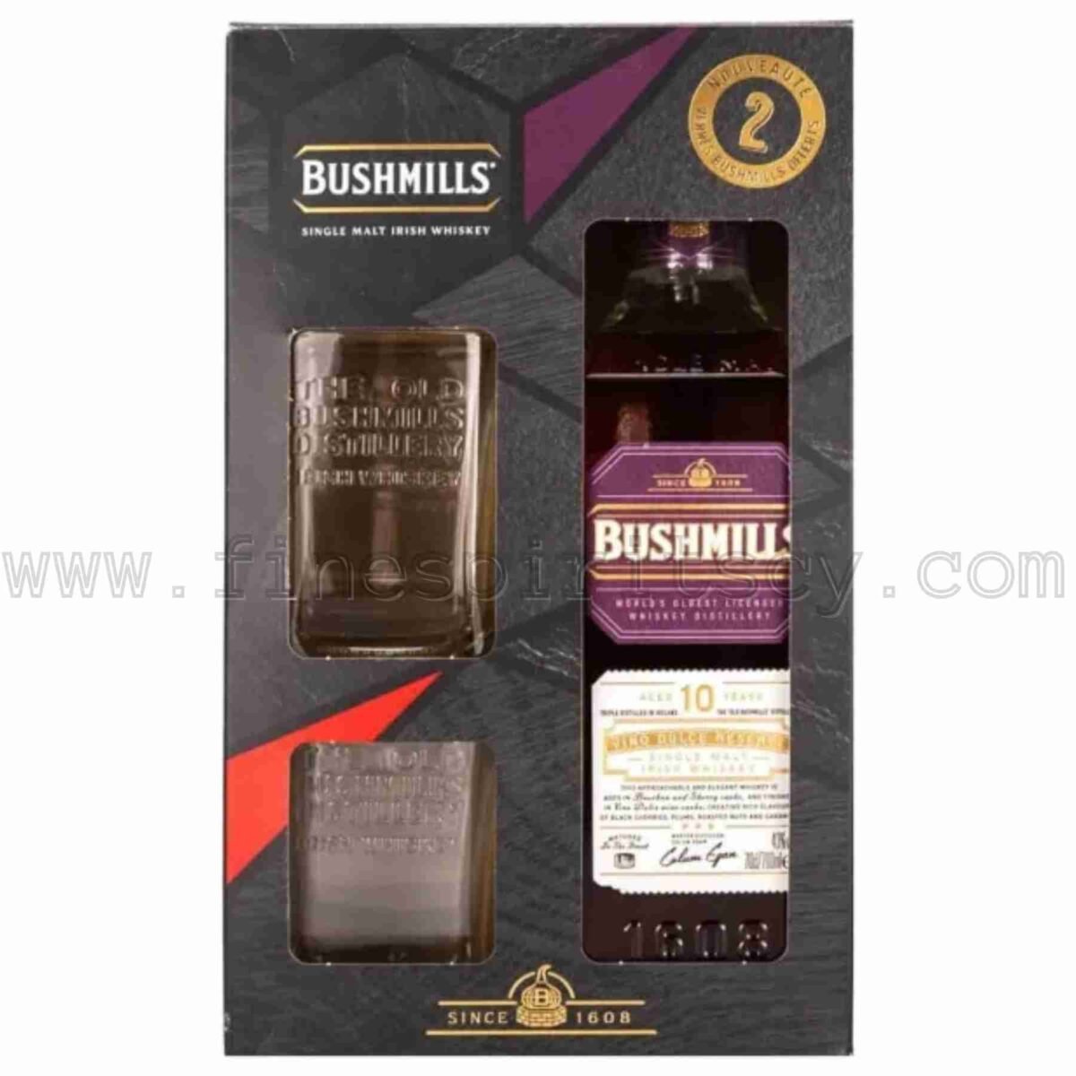 Bushmills 10 Year Old Vino Dulce + 2 Glasses 700ml 70cl 0.7l