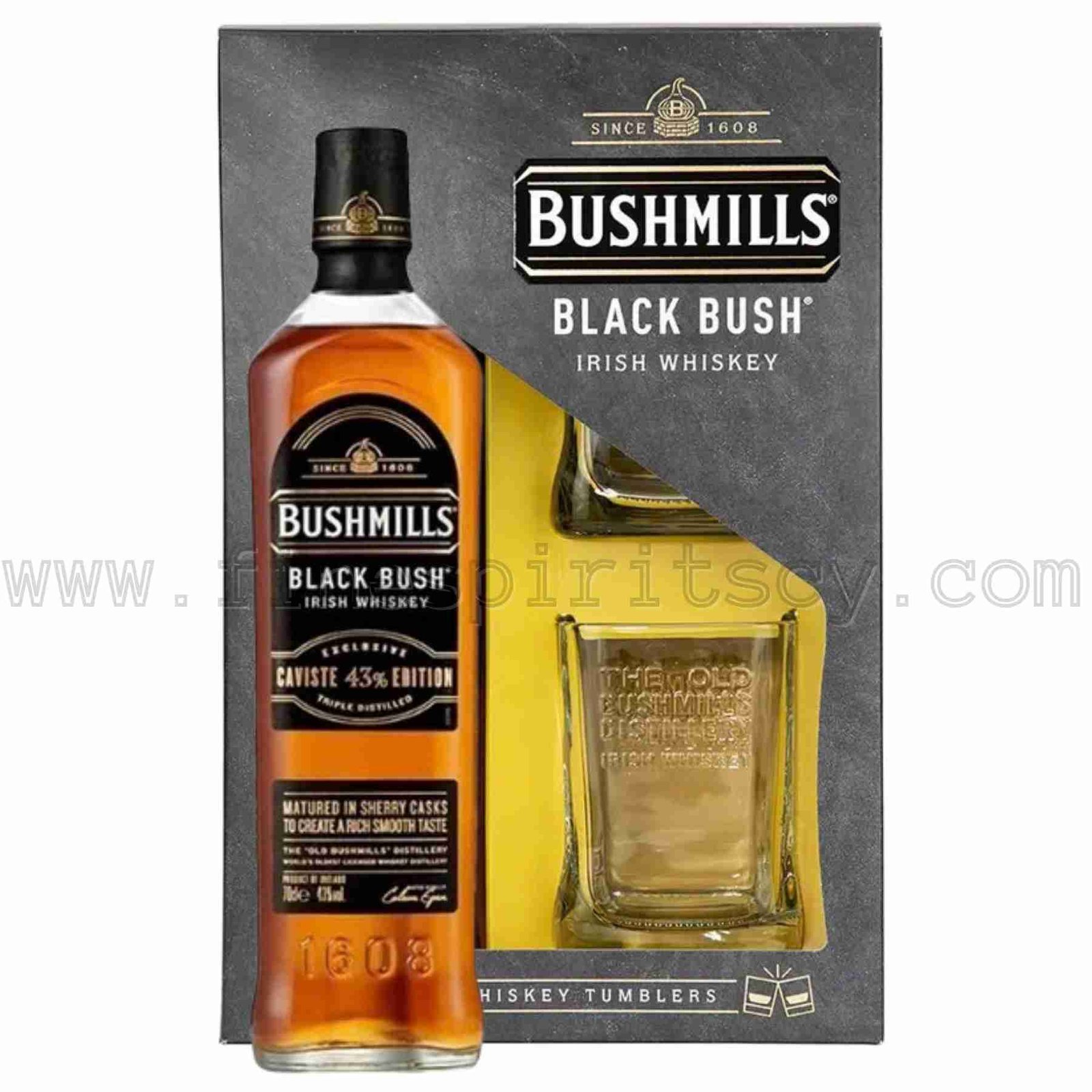 Bushmills Black Bush Caviste Edition + 2g FSCY Bushmills Black Bush Caviste Edition 43% Gift Set + 2 Glasses 700ml 70cl 0.7l