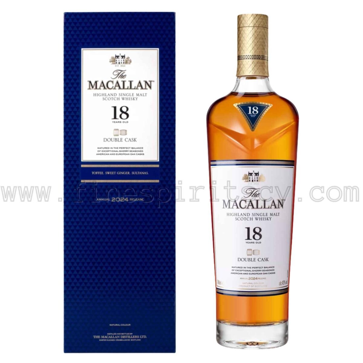 The Macallan 18 Year Old Double Cask 2024 Limited Year Release Front Box Bottle